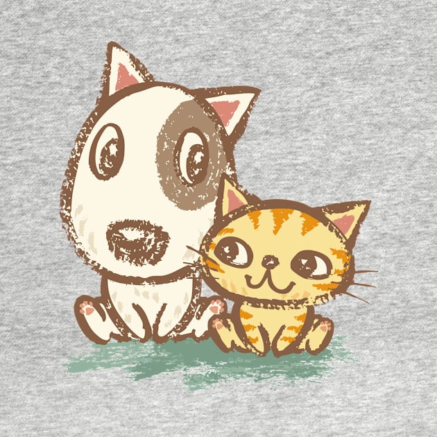 Dog and cat with good relations by sanogawa